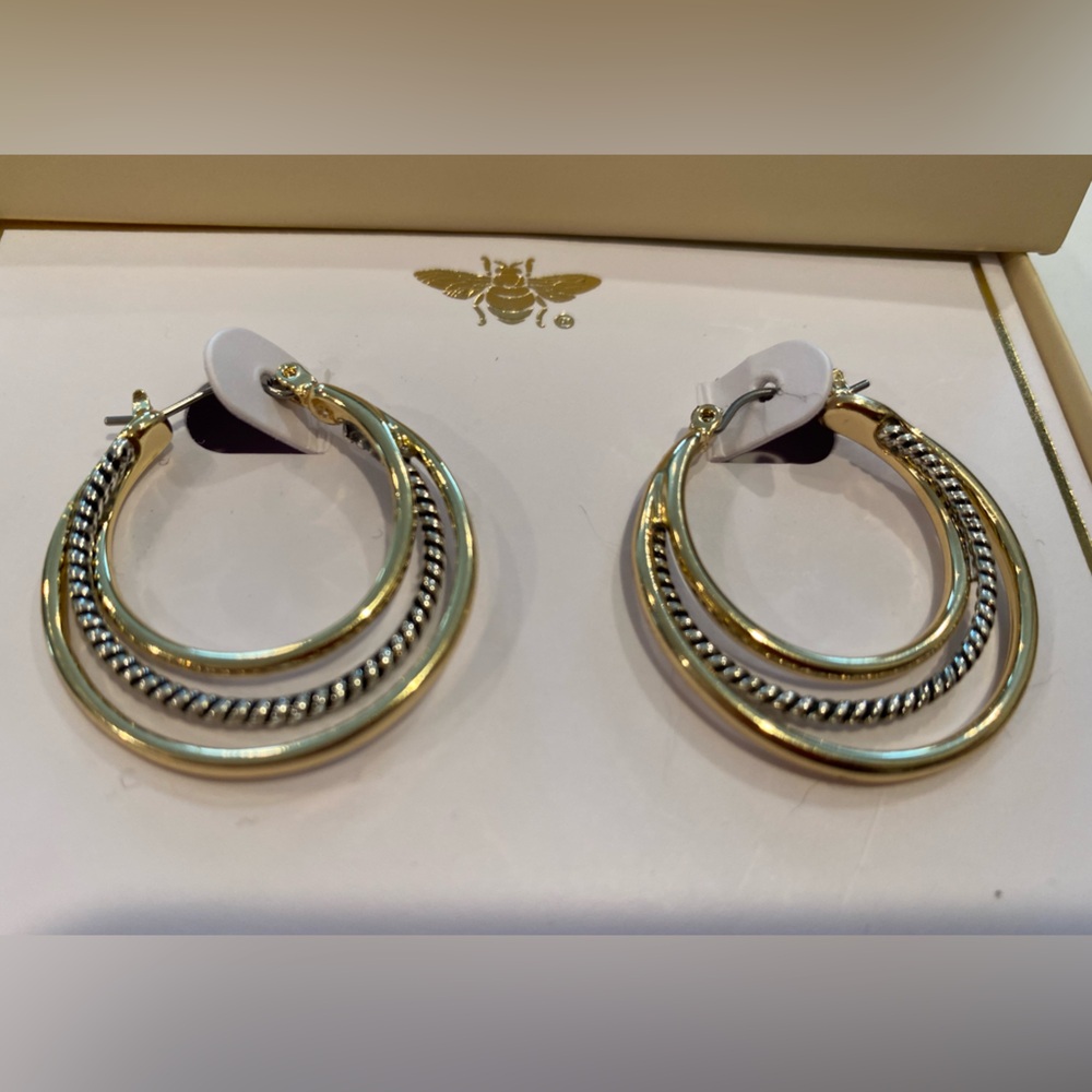 Gold and Silver cable rope Hoop Earrings LAST ONE